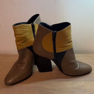 Pierre Hardy Tan and Yellow Ankle Boots